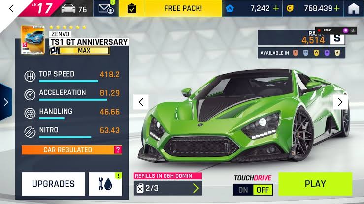 Asphalt 9 gameplay screenshot with high-speed racing action